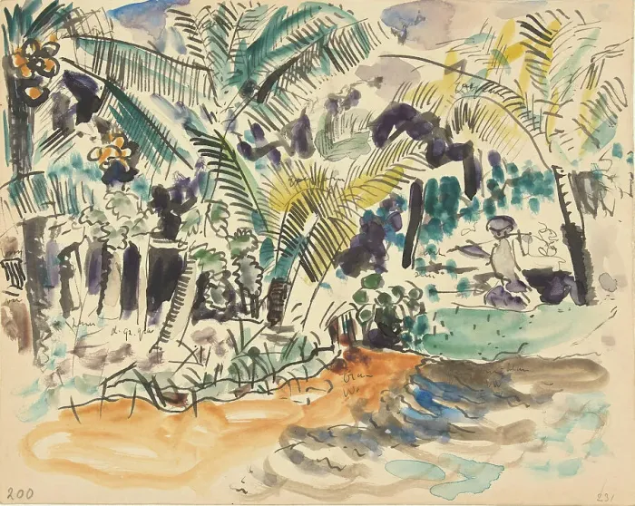 Framed Print : Landscape with palms, 1886-1947. Creator: Pierre Jean Apol Framed Print : Landscape with palms, 1886-1947. Creator: Pierre Jean Apol
