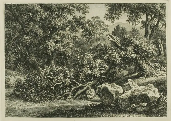 Framed Print : Landscape with Pan Playing a Flute, 1795. Creator: Johann Christian Reinhart Framed Print : Landscape with Pan Playing a Flute, 1795. Creator: Johann Christian Reinhart
