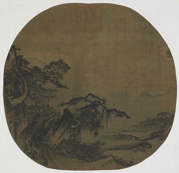 Landscape: pavilions on a mountain side; a stream below, Ming dynasty, 16th century
