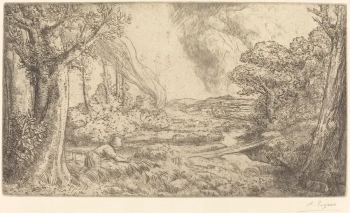 Framed Print : Landscape (Paysage). Creator: Alphonse Legros Framed Print : Landscape (Paysage). Creator: Alphonse Legros