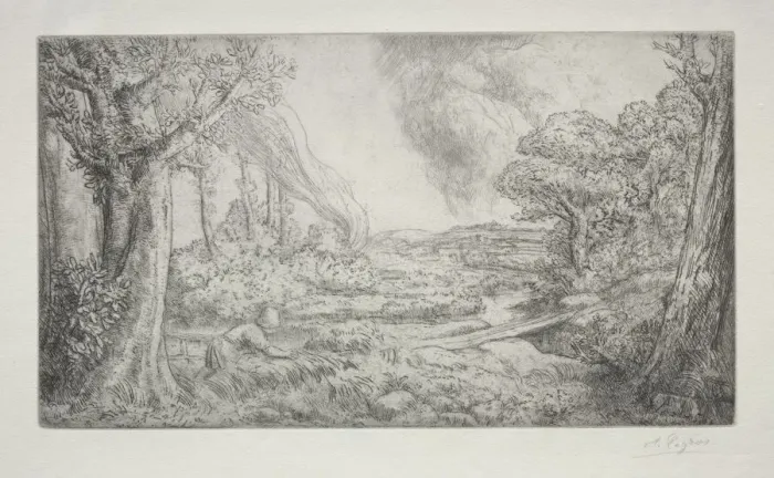 Framed Print : Landscape (Paysage). Creator: Alphonse Legros (French, 1837-1911) Framed Print : Landscape (Paysage). Creator: Alphonse Legros (French, 1837-1911)
