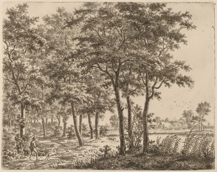 Framed Print : Landscape with a Peasant Carrying Firewood, c. 1800. Creator: Ernst Willem Jan Bagelaar