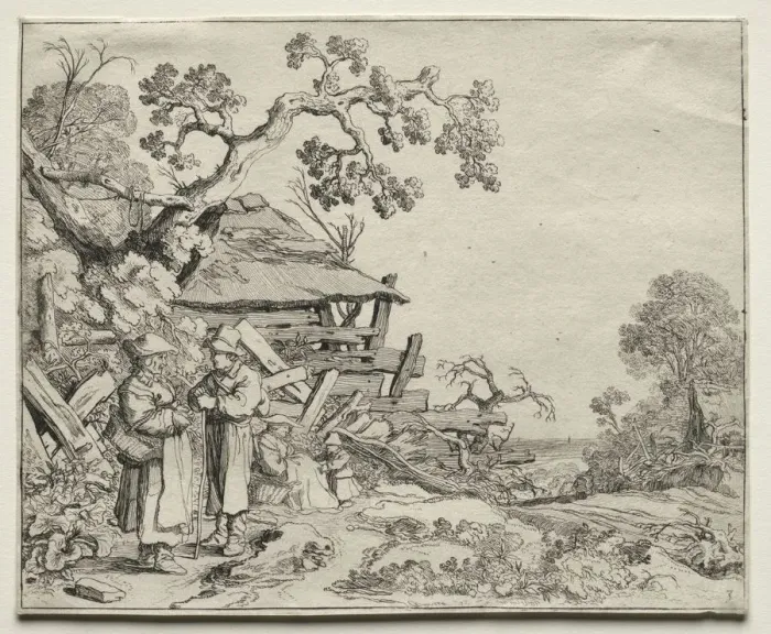 Framed Print : Landscape with Two Peasants Conversing, 1626. Creator: Pieter Molyn (Dutch, 1595-1661)