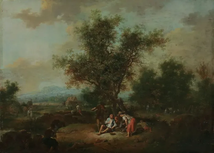 Framed Print : Landscape with Peasants, probably 1765. Creator: Johann Conrad Seekatz Framed Print : Landscape with Peasants, probably 1765. Creator: Johann Conrad Seekatz