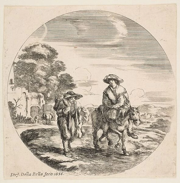 Landscape with Two Peasants, One Riding a Horse, from Landscapes and seaports