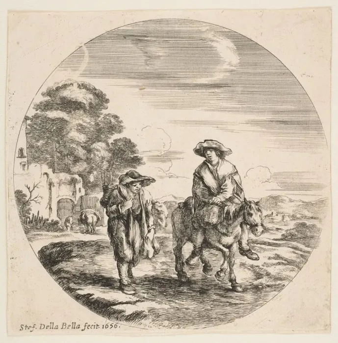 Framed Print : Landscape with Two Peasants, One Riding a Horse, from Landscapes and seaports Framed Print : Landscape with Two Peasants, One Riding a Horse, from Landscapes and seaports