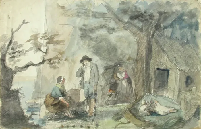 Framed Print : Landscape with People, 1840-1874. Creator: Robert Wilhelm Ekman Framed Print : Landscape with People, 1840-1874. Creator: Robert Wilhelm Ekman