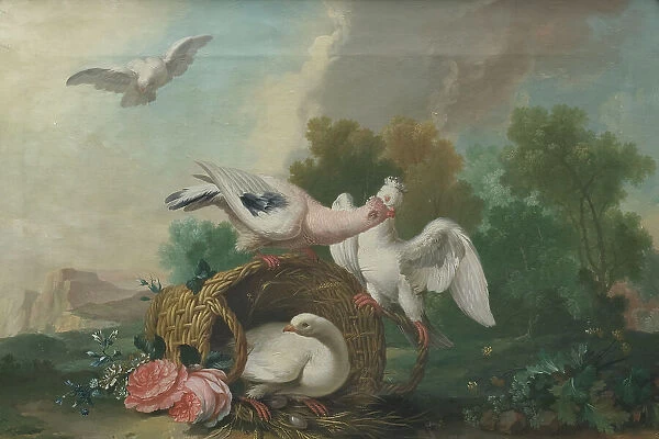Landscape with Pigeons, c18th century. Creator: Unknown