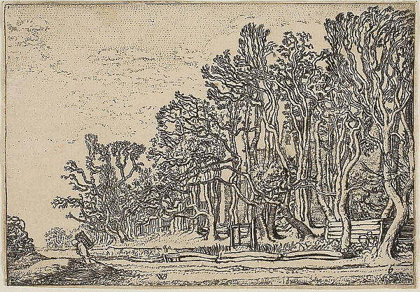 Landscape with Plank-Hedges and Man Bearing Wood, 1621. Creator: Willem Pietersz. Buytewech