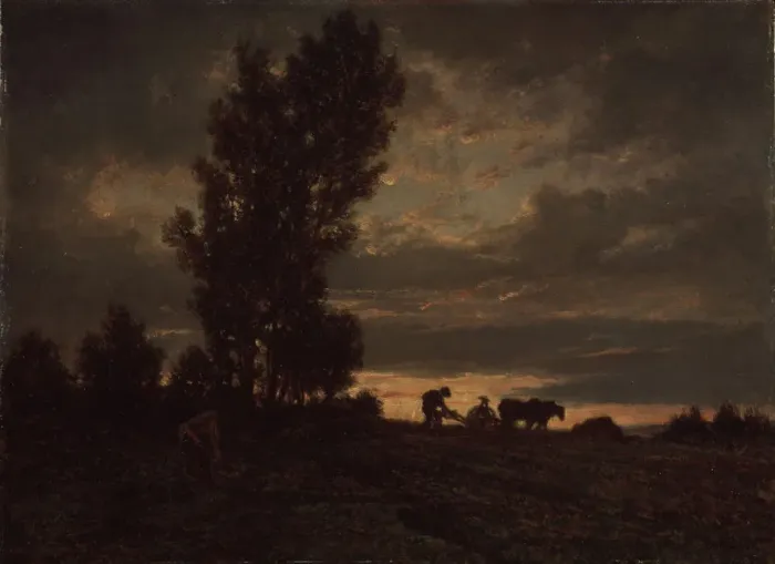 Framed Print : Landscape with a Plowman, 1860s. Artist: Rousseau, Theodore (1812-1867) Framed Print : Landscape with a Plowman, 1860s. Artist: Rousseau, Theodore (1812-1867)