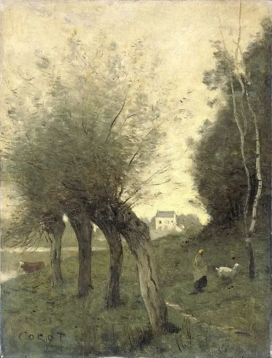 Framed Print : Landscape with Pollard Willows, 1840-1875. Creator: Jean-Baptiste-Camille Corot Framed Print : Landscape with Pollard Willows, 1840-1875. Creator: Jean-Baptiste-Camille Corot