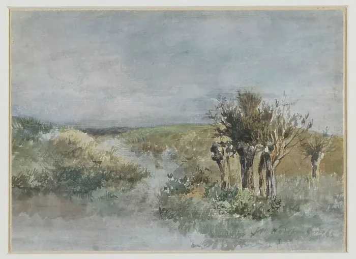 Framed Print : Landscape with pollard willows along a ditch, 1834-1903. Creator: Jan Hendrik Weissenbruch