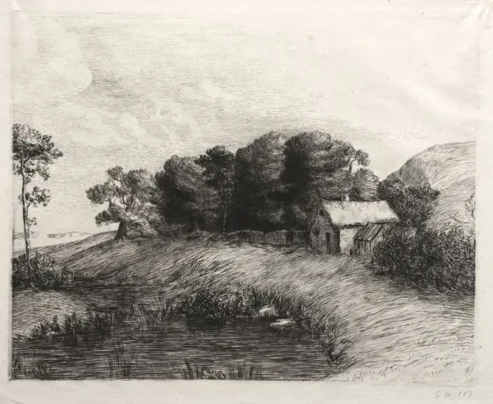 Framed Print : Landscape with a Pond. Creator: Alphonse Legros (French, 1837-1911) Framed Print : Landscape with a Pond. Creator: Alphonse Legros (French, 1837-1911)