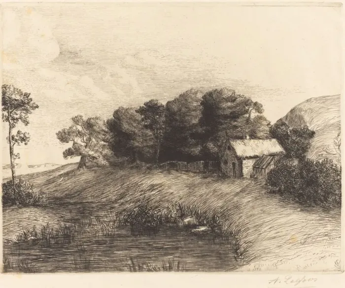 Framed Print : Landscape with Pond (Le paysage a la mare). Creator: Alphonse Legros Framed Print : Landscape with Pond (Le paysage a la mare). Creator: Alphonse Legros
