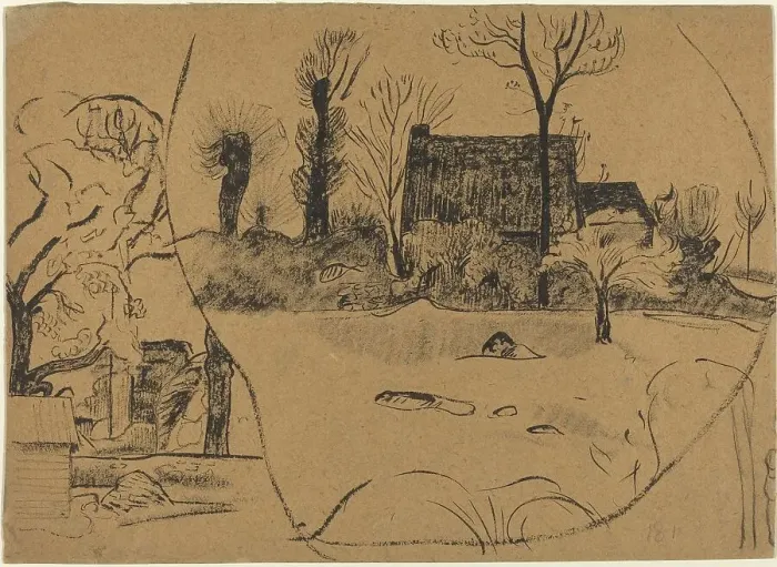 Framed Print : Landscape at Pont-Aven, c. 1888. Creator: Paul Gauguin Framed Print : Landscape at Pont-Aven, c. 1888. Creator: Paul Gauguin