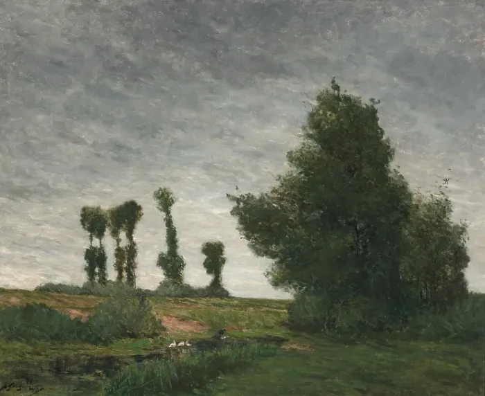 Framed Print : Landscape with Poplars, 1875. Creator: Paul Gauguin Framed Print : Landscape with Poplars, 1875. Creator: Paul Gauguin