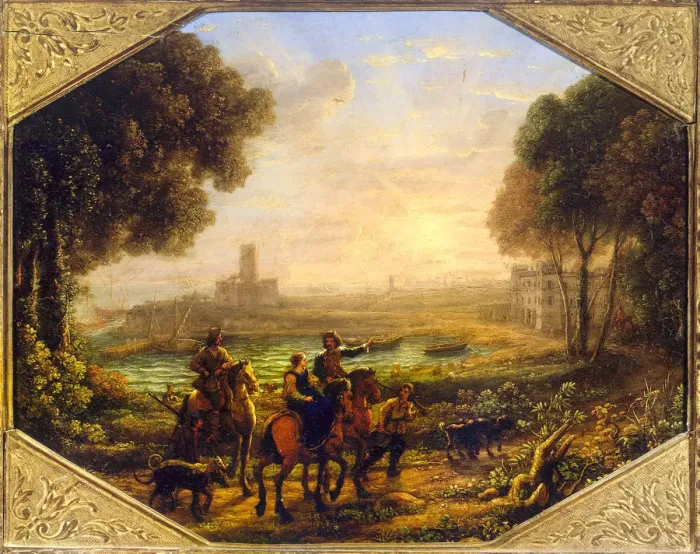 Framed Print : Landscape with the Port of Santa Marinella. Artist: Lorrain, Claude (1600-1682) Framed Print : Landscape with the Port of Santa Marinella. Artist: Lorrain, Claude (1600-1682)