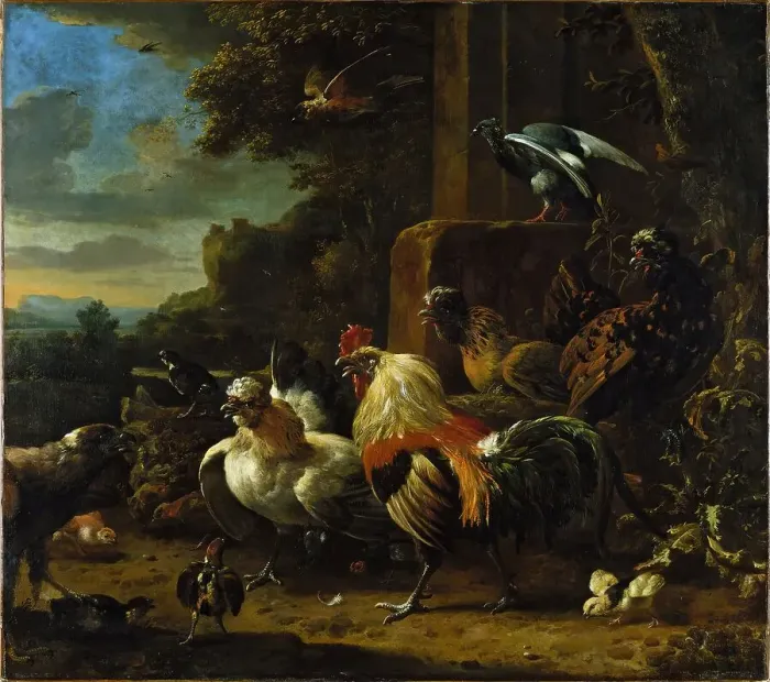 Framed Print : Landscape with Poultry and Birds of Prey, unknown date. Creator: Melchior d'Hondecoeter Framed Print : Landscape with Poultry and Birds of Prey, unknown date. Creator: Melchior d'Hondecoeter
