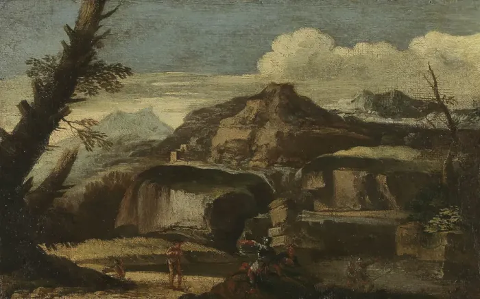 Framed Print : Landscape, probably c1700. Creator: Unknown Framed Print : Landscape, probably c1700. Creator: Unknown