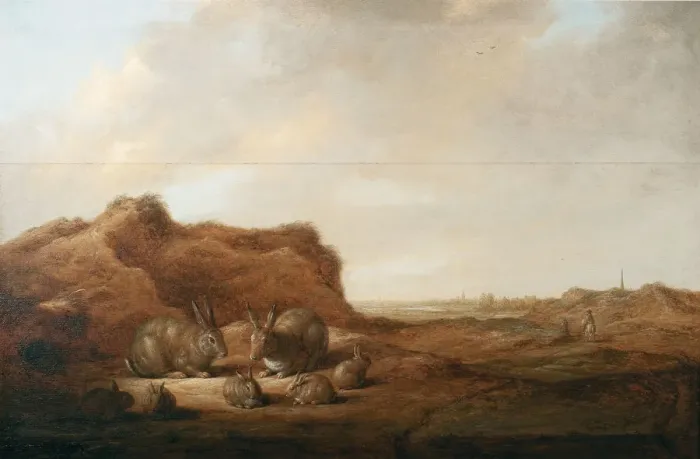 Framed Print : Landscape with rabbits Framed Print : Landscape with rabbits