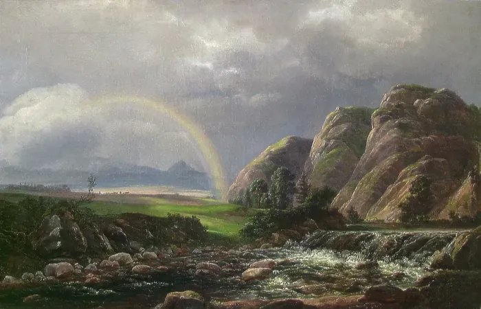 Framed Print : Landscape with a Rainbow, 1819. Creator: Johan Christian Dahl Framed Print : Landscape with a Rainbow, 1819. Creator: Johan Christian Dahl