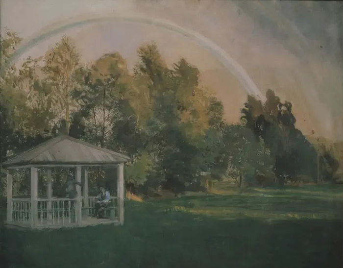 Framed Print : Landscape with a rainbow. Artist: Somov, Konstantin Andreyevich (1869-1939) Framed Print : Landscape with a rainbow. Artist: Somov, Konstantin Andreyevich (1869-1939)