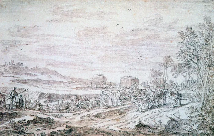 Framed Print : Landscape with Reapers, c1615-1661. Artist: Pieter Molijn Framed Print : Landscape with Reapers, c1615-1661. Artist: Pieter Molijn