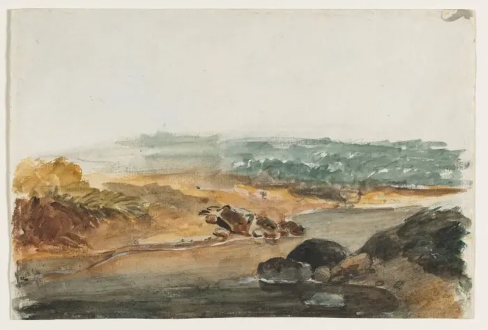 Framed Print : Landscape (recto). Creator: Antoine-Louis Barye (French, 1796-1875) Framed Print : Landscape (recto). Creator: Antoine-Louis Barye (French, 1796-1875)