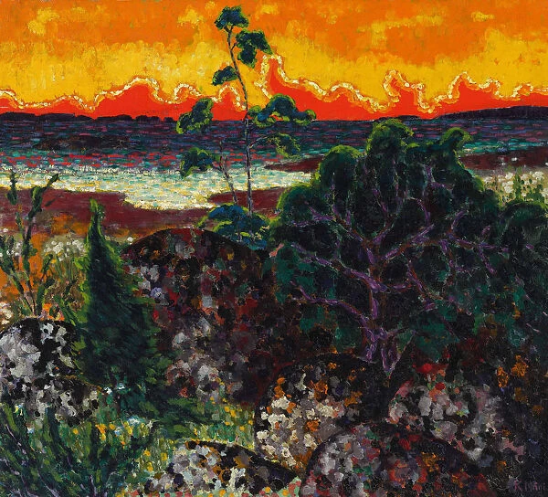 Landscape with red cloud, 1913-1914
