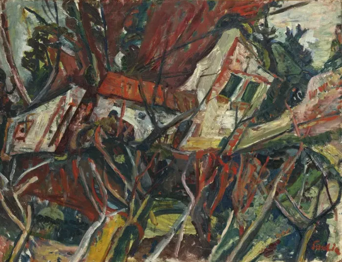 Framed Print : Landscape with Red Roof, ca 1919 Framed Print : Landscape with Red Roof, ca 1919