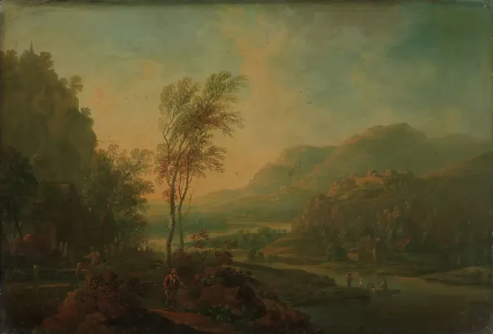 Framed Print : Landscape from the Rhine region, 18th century. Creator: Christian Georg Schuz I Framed Print : Landscape from the Rhine region, 18th century. Creator: Christian Georg Schuz I
