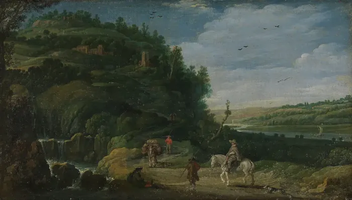 Framed Print : Landscape with rider, 1625. Creator: Esaias van de Velde Framed Print : Landscape with rider, 1625. Creator: Esaias van de Velde