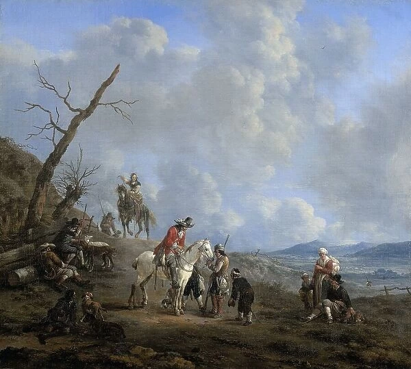 Landscape with Riders, Hunters and Peasants, 1650-1674. Creator: Johannes Lingelbach