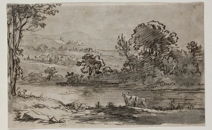 Framed Print : Landscape with River, between 1756 and 1810. Creator: Jean-Jacques de Boissieu Framed Print : Landscape with River, between 1756 and 1810. Creator: Jean-Jacques de Boissieu