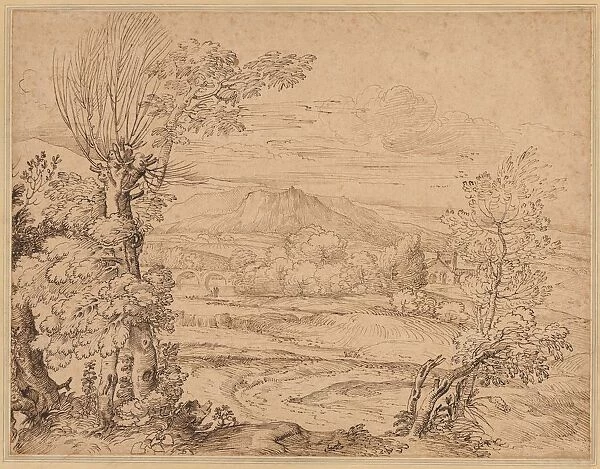 Landscape with a River and Aqueduct, mid 1600s. Creator: Giovanni Francesco Grimaldi (Italian