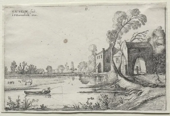 Framed Print : Landscape with a River and a Gatehouse, 1614. Creator: van de Velde Esaias (Dutch, 1587-1630) Framed Print : Landscape with a River and a Gatehouse, 1614. Creator: van de Velde Esaias (Dutch, 1587-1630)