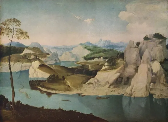 Framed Print : Landscape: a River among Mountains, c1600 Framed Print : Landscape: a River among Mountains, c1600