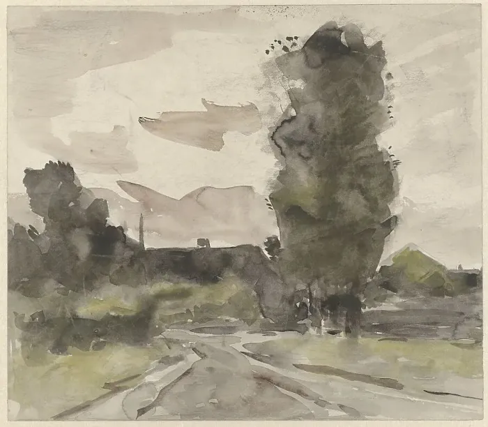 Framed Print : Landscape with road, 1864-1936. Creator: Johannes Cornelis van Essen Framed Print : Landscape with road, 1864-1936. Creator: Johannes Cornelis van Essen
