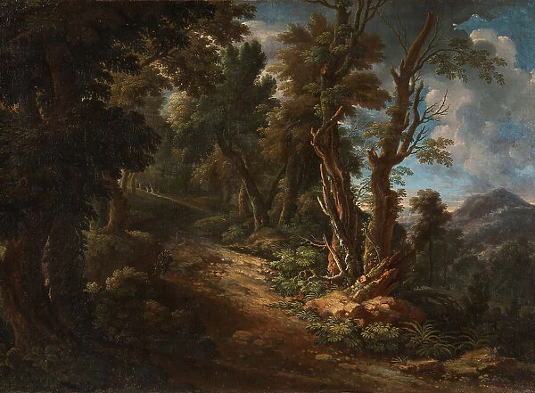 Landscape with a Road through a Forest, c17th century. Creator: Unknown