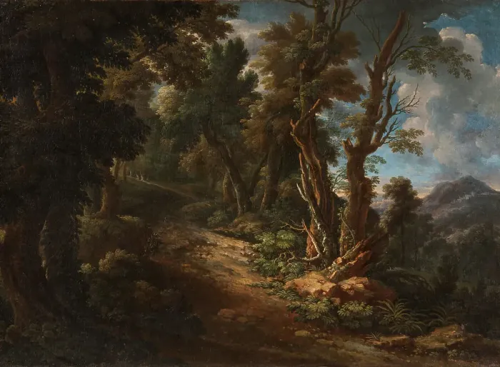 Framed Print : Landscape with a Road through a Forest, c17th century. Creator: Unknown Framed Print : Landscape with a Road through a Forest, c17th century. Creator: Unknown