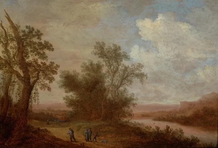 Framed Print : Landscape with a Road by a River, 1647. Creator: Johannes Schoeff Framed Print : Landscape with a Road by a River, 1647. Creator: Johannes Schoeff