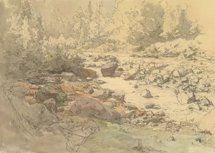 Framed Print : Landscape with Rocks in a River (near Kronau?), 19th-early 20th century Framed Print : Landscape with Rocks in a River (near Kronau?), 19th-early 20th century