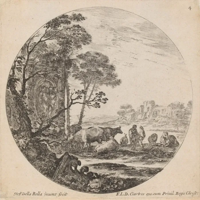 Framed Print : Landscape with Roman Ruins, 1646. Creator: Stefano della Bella Framed Print : Landscape with Roman Ruins, 1646. Creator: Stefano della Bella