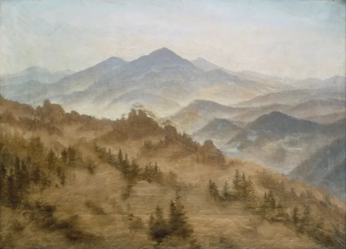 Framed Print : Landscape with the Rosenberg in the Bohemian Mountains. Artist: Friedrich, Caspar David (1774-1840) Framed Print : Landscape with the Rosenberg in the Bohemian Mountains. Artist: Friedrich, Caspar David (1774-1840)
