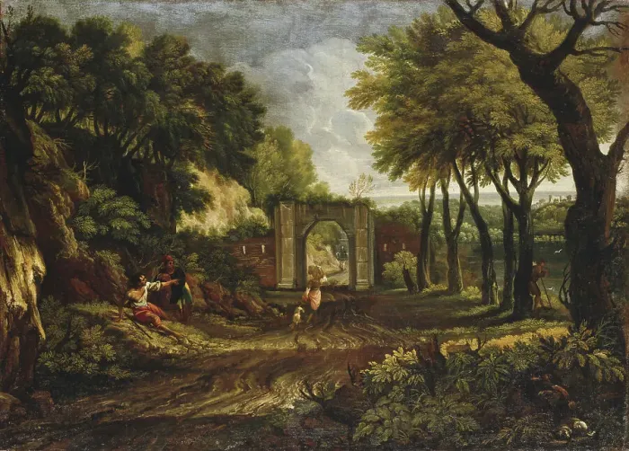 Framed Print : Landscape with a Ruin. Creator: Manner of Crescenzio Onofri Framed Print : Landscape with a Ruin. Creator: Manner of Crescenzio Onofri