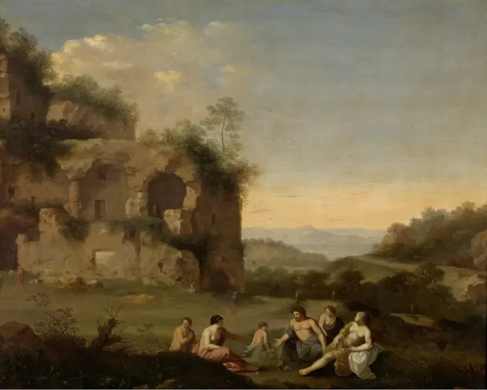 Framed Print : Landscape with a Ruin, mid-17th century. Creator: Cornelis van Poelenburgh