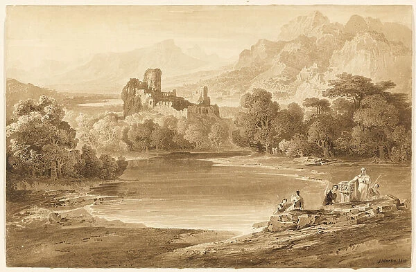 Landscape with a Ruined Castle, 1819. Creator: John Martin