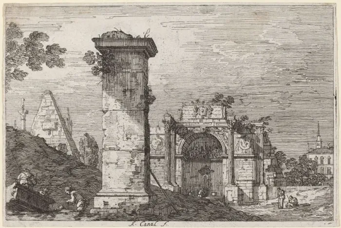 Framed Print : Landscape with Ruined Monuments, c. 1735 / 1746. Creator: Canaletto Framed Print : Landscape with Ruined Monuments, c. 1735 / 1746. Creator: Canaletto