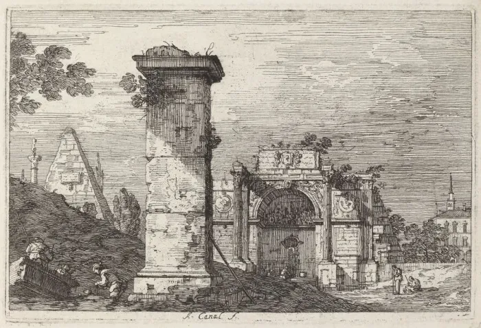 Framed Print : Landscape with Ruined Monuments, c. 1740. Creator: Canaletto Framed Print : Landscape with Ruined Monuments, c. 1740. Creator: Canaletto