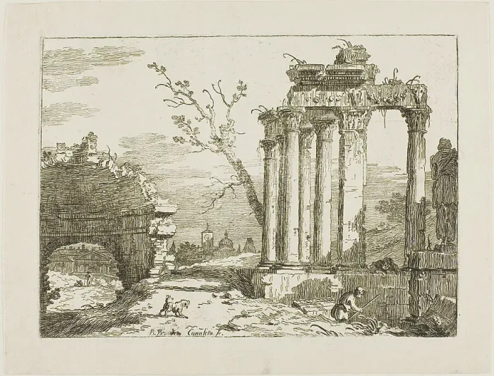 Framed Print : Landscape with Ruins, about 1740. Creator: Bernardo Bellotto Framed Print : Landscape with Ruins, about 1740. Creator: Bernardo Bellotto